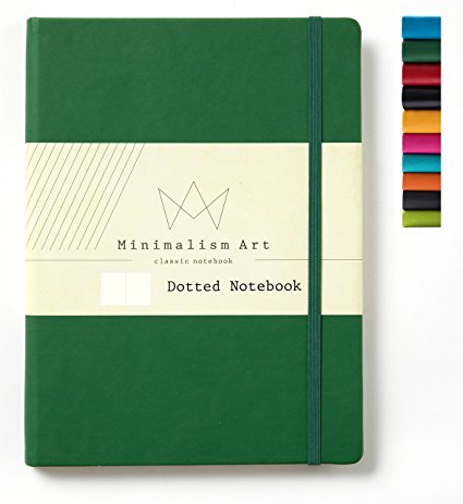 Minimalism Art | Classic Notebook Journal, Size: 8.3" X 11.4", A4, Green, Dotted Grid Page, 192 Pages, Hard Cover/Fine PU Leather, Inner Pocket, Premium Thick Paper-100gsm | Designed in San Francisco