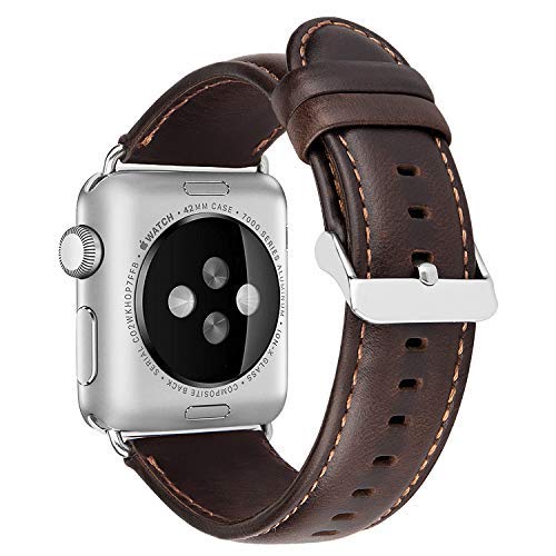 Compatible for Apple Watch Band 42mm 44mm,MroTech iWatch Band Genuine Leather Replacement Watchband Compatible for Apple Watch Series1,Series2,Series3,Series4,Sport Edition Nike Smartwatch-Coffee