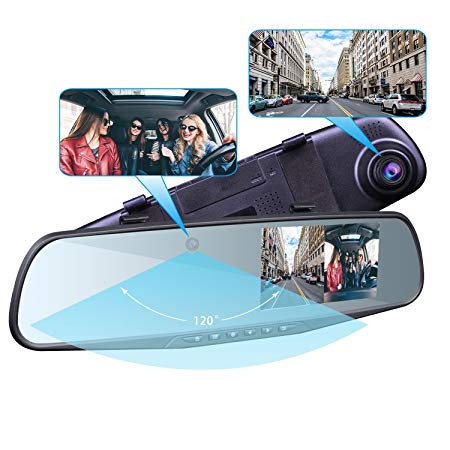 Provision-ISR Hidden Dual Dash Cam, Best Rear View Mirror Camera for Uber Lyft Drivers and HD 1080p with Nightvision, Requires One DIY Installation, Exclusive