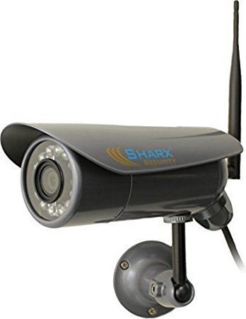 Sharx Security SCNC3905 High Definition 1080P Wired PoE and Wireless b/g/n Weatherproof Outdoor H.264/MPEG4 IP Network Camera with Infrared Night Vision and built in DVR - metallic gray