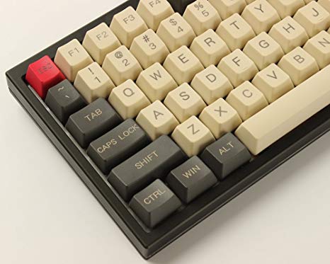 YMDK 96 84 ANSI ISO Keyset OEM Profile Thick PBT Keycap Set for Cherry MX Mechanical Keyboard YMD96 RS96 KBD75 YMD75 FC980M (Gray Beige)