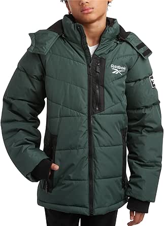 Reebok Boys' Winter Jacket - Heavyweight Quilted Puffer Parka Coat - Insulated Ski Jacket for Boys (8-20)