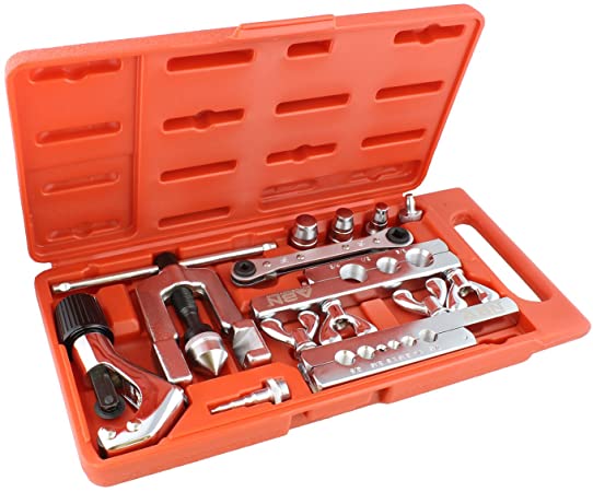 ABN Flaring Tool Set – 10 Piece Flaring and Swaging Tool Kit with Tube Cutter, Brake Line Swage and Tube Flare Kit