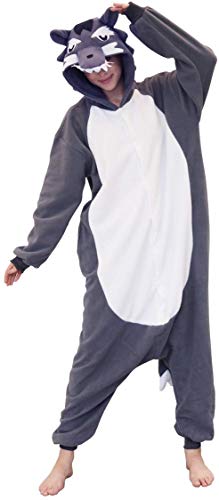 Adult Wolf Pajamas Onesies Plus One Piece Cosplay Animal Halloween Costume for Women Men