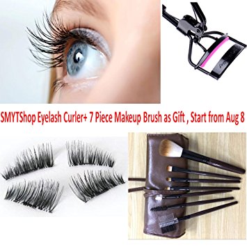 3D False Eyelashes,SMYTShop 4 Piece 0.2mm 3D Magnetic False Eyelashes Natural Soft Reusable Eye Lashes Makeup (1Pair)