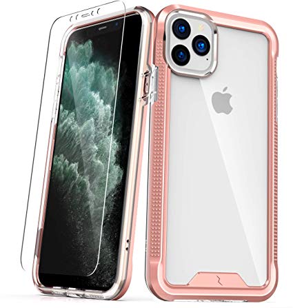 ZIZO ION Series iPhone 11 Pro Max Case - Military Grade Drop Tested with Tempered Glass Screen Protector - Rose Gold/Clear