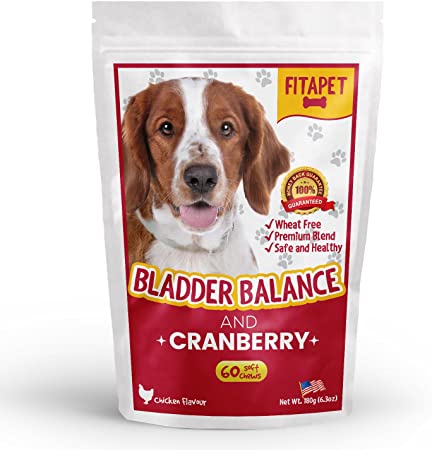 Fitapet Urinary Dog Cranberry Soft Chews – Promotes Bladder Control   Kidney and UTI Health – Tasty Chicken Flavor 60 Count