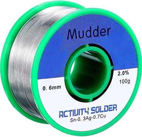 Mudder Lead Free Solder Wire Sn99 Ag0.3 Cu0.7 with Rosin Core for Electrical Soldering 0.22lbs (0.6 mm)