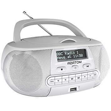 Zenith DAB Digital FM Radio CD Boombox: AZATOM Zenith Z2 - CD Player - DAB/DAB  'Future Ready' - FM Radio - USB MP3 Player - Premium Stereo Sound - Mains or Battery Powered - Portable - (White)