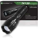 EcoGear FX Tactical LED Flashlight Kit TK120 Bright LED Flashlight with 1200 Lumens Zoom Function and 5 Light Modes - Includes Rechargeable Batteries Battery Charger and a Durable Storage Box