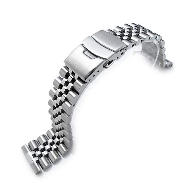 22mm Super Jubilee 316L Stainless Steel Watch Band, Solid Straight End 2.5mm Spring Bar
