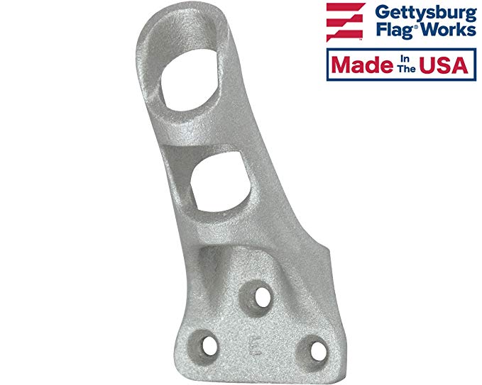 Gettysburg Flag Works .75" Cast Aluminum Flagpole Bracket in Silver - for Small Diameter Poles - Made in USA