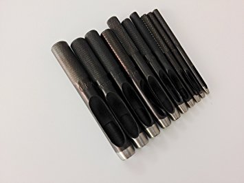 Gaosi Tools  Professional DIY Leathercraft Tools 10 in 1 Black High Quality Carbon Steel Changeable Hole Punch. With 10 Tip Sizes 1.0-2.0- 3.0--4.0-5.0-6.0-7.0-8.0-9.0-10.0mm