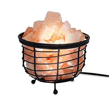 Zennery Best Glowing Himalayan Pink Salt Lamp Rock Crystal WIRE MESH ( WROUGHT IRON) SALT LAMP & Rough Salt Chunk Rocks and replaceable 15W bulb -UL listed 6' cord 8-10 lbs (4-5 kg) 7" Tall