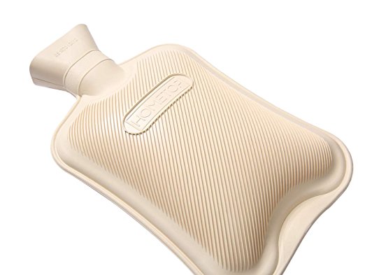 HomeTop Premium Classic Rubber Hot Water Bottle, Great for Pain Relief, Hot and Cold Therapy (2 Liters, Cream White)