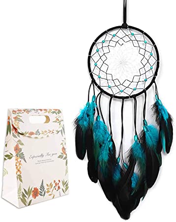 Lelongma Blue Dream Catcher Home Wall Hanging Decor for Bedroom Dreamcatcher Authentic Native American Ornaments Dream Catchers Kit for Kids(Blue Dream)