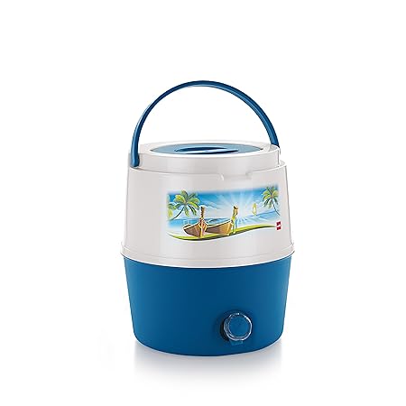 Cello Kool Star Plastic Insulated Water Jug, 5 litres, White/Blue