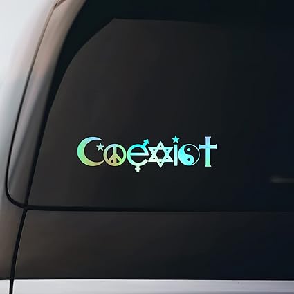 Coexist Peace Religion Sticker Vinyl Decal Notebook Car Window Laptop 8" x 2" | Holographic |