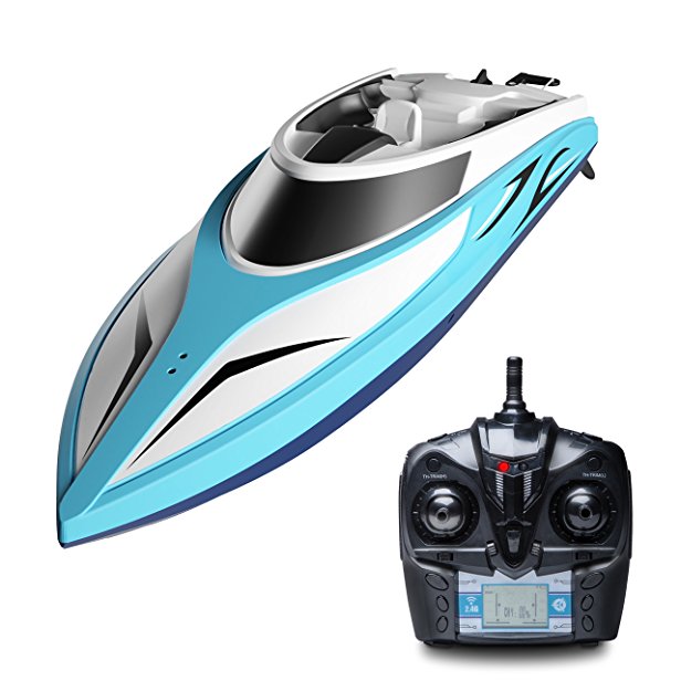 H102 Velocity Remote Control Boat for Pool & Outdoor Use – RC Racing Boat with Remote Control; Force1 High-Speed Series RC Boats for Adults & Kids   Bonus Battery (Limited Edition Blue)