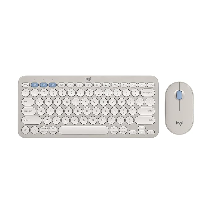 Logitech Pebble 2 Combo, Wireless Keyboard and Mouse, Quiet and Portable, Customisable, Logi Bolt, Bluetooth, Easy-Switch for Windows, macOS, iPadOS, Chrome - Tonal Sand