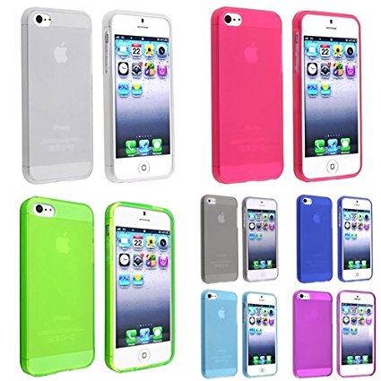 eForCity 7 x TPU Frost Clear Case (Smoke , white , Hot Pink , Dark Blue , Green , Light Blue , Purple) compatible with the NEW Apple iPhone 5 / 5S