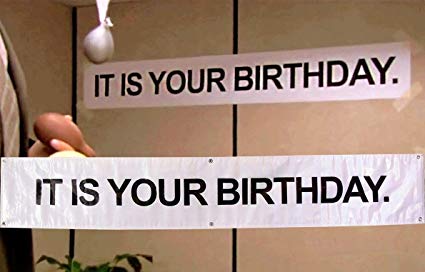 Birthday Banner -IT IS YOUR BIRTHDAY. in The Office by Guritta – The Birthday Party Banner As Seen On TV Show – The Office - Vinyl Birthday Banner With Metal Hanging Rings