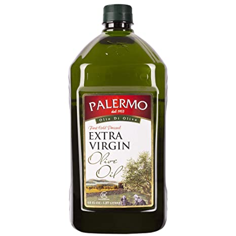 Palermo Extra Virgin Olive Oil, Cold-Pressed Within 4 Hours, Unrefined, Kosher, Gluten-Free, 64 oz