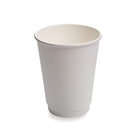 25-CT Disposable White 12-OZ Hot Beverage Cups with Double Wall Design: No Need for Sleeves – Perfect for Cafes or Home Use – Eco-Friendly Recyclable Paper – Insulated – Wholesale Takeout Coffee Cup