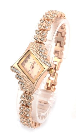 Cocotina Brand New Lady Women Quartz Rhinestone Crystal Wrist Watch Rhombus gold surface