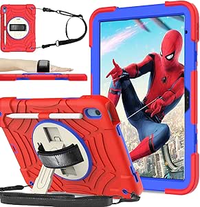 iPad 10th Generation Case, iPad 10.9 2022 Case - with Screen Protector, BMOUO 360 Rotating Stand & Pencil Holder & Hand Shoulder Strap Shockproof iPad 10th Generation Case 10.9 inch 2022, Red