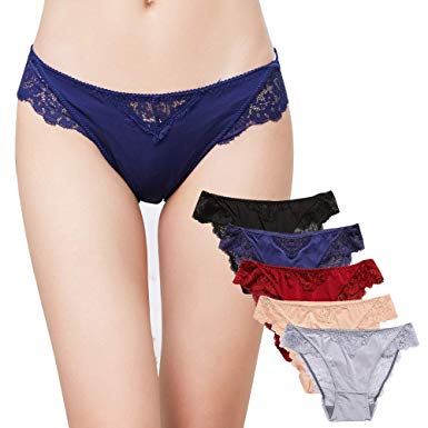 KUKOME Womens Lace Soft Hipster Panties Brief Underwear