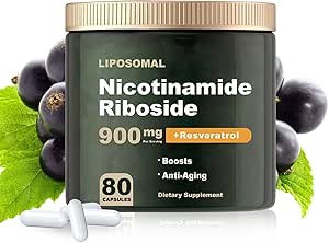 Supplement with Riboside, Nicotinamide Riboside 900mg Resveratrol, High Purity Supplement for Anti-Aging, Energy, Focus, 80 Capsules (1bottle)