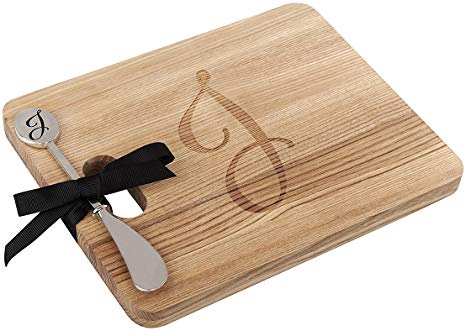 Andrew Family Monogram Fraxinus Mandshurica Solid Wood Cheese Board with Spreader-J