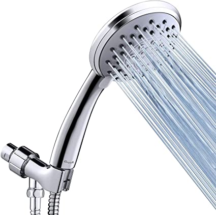 Shower Head High-Pressure Hand-held∣Detachable Bath Head with Hose and Bracket∣Bathroom Rain Massage Spray Chrome Leak-proof Filtered 6 Functions