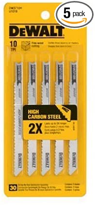 DEWALT Jigsaw Blades, Laminate Down Cutting, U-Shank, 4-Inch, 10-TPI, 5-Pack (DW3712H)