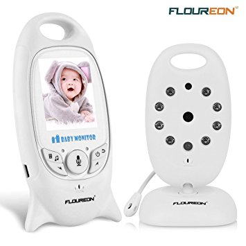 FLOUREON Wireless 2.4 GHz Baby Monitor Digital Video Audio Nanny Security Camera Babyphone with 2.0 inch LCD Screen Monitor Room Temperature Two Way Talk Radio Night Vision