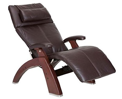 Human Touch PC-510 Perfect Chair Series 2 ChestNut Electric Power Recline Wood Base Zero-Gravity Recliner - Espresso Top-Grain Leather - Upgraded In-Home White Glove Inside Delivery and Setup
