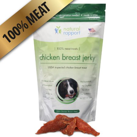 Dog Jerky Treats - Premium Chicken Jerky - 100% Chicken Breast Meat - Made In USA - No Preservatives, Fillers or Mixed Meats - Odor-Free - Great For Training & Rewarding - 8 oz Re-sealable Bag