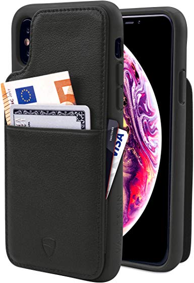 Vaultskin Eton Armour iPhone case with Leather Wallet (Black, iPhone X/Xs)