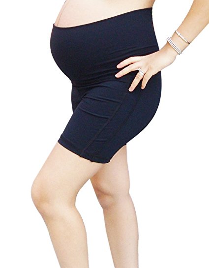 Oceanlily Women's Supplex Maternity Workout Shorts Black