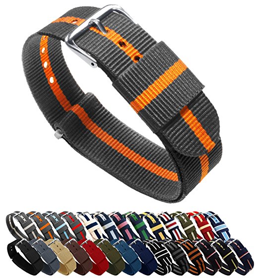 BARTON Watch Bands - Choice of Color, Length & Width (18mm, 20mm, 22mm or 24mm) - Ballistic Nylon Straps