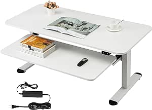 TOPSKY Electric Adjustable Coffee Table with Pull-out Tray for Home and Office (White, 47.2"x21.65")