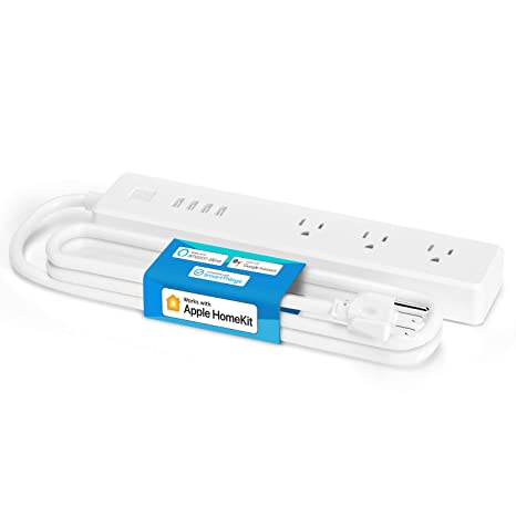 meross Smart Power Strip Apple HomeKit, Compatible with Siri, Alexa, Google Home and SmartThings, WiFi Surge Protector with 3 AC Outlets, 4 USB Ports and 6ft Extension Cord, Remote and Voice Control