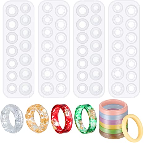 4 Pieces Resin Ring Molds Silicone DIY Ring Molds Assorted Sizes Crafts Moulds Resin Casting Jewelry Molds for DIY Craft Ring Making