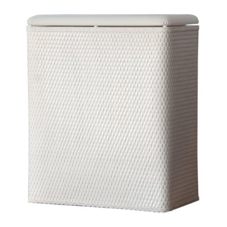 Lamont Home Carter Upright Wicker Laundry Hamper with Coordinating Padded Vinyl Lid, White