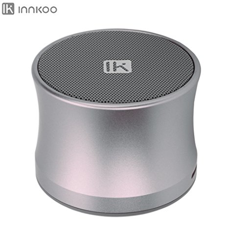 InnKoo KS01 Portable Mini Bluetooth Speaker Wireless Subwoofer 3D Surround Stereo Boombox Loudspeaker Box with Aluminum Shell Long Battery Life Build-in Microphone Support Hands-free Function (Silver)