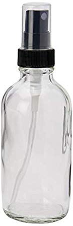 Vivaplex VM4-6 4 oz Glass Bottles with Black Fine Mist Sprayers, Clear (Pack of 6)