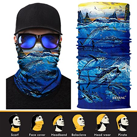 3D Face Sun Mask, Neck Gaiter, Headwear, Magic Scarf, Balaclava, Bandana, Headband for Fishing, Hunting, Yard work, Running, Motorcycling, UV Protection, Great for Men & Women
