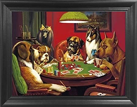 Poker Dogs Framed 3D Lenticular Picture - Unbelievable Life Like 3D Art, Changes Between Different Images! Lenticular Posters, Cool Art Deco, Unique Wall Art Decor, with Dozens to Choose from!