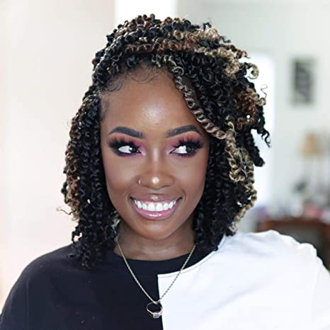 TOYOTRESS Tiana Passion Twist Hair - 8 inch 8 Pcs Bob Passion Twist Pre-twisted Crochet Braids Ombre Brown, Synthetic Braiding Hair Extensions (8 Inch, T30 )